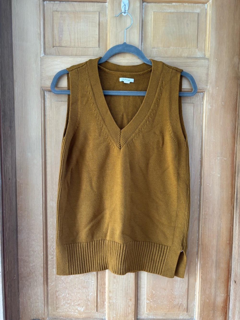 Daily Ritual Mustard Oversized V Neck Sweater Vest Tunic Size S
